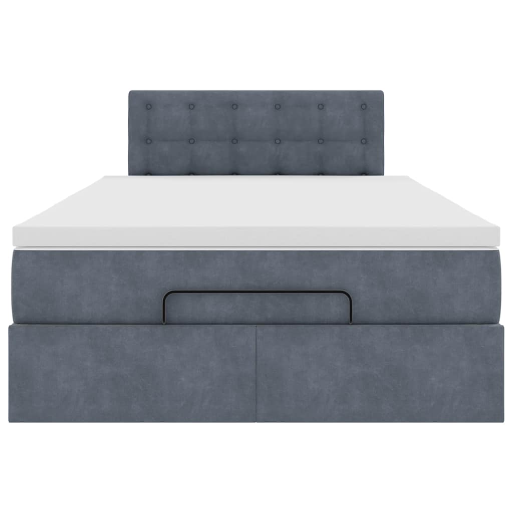 Cadre de lit ottoman avec matelas gris foncé 120x190 cm velours