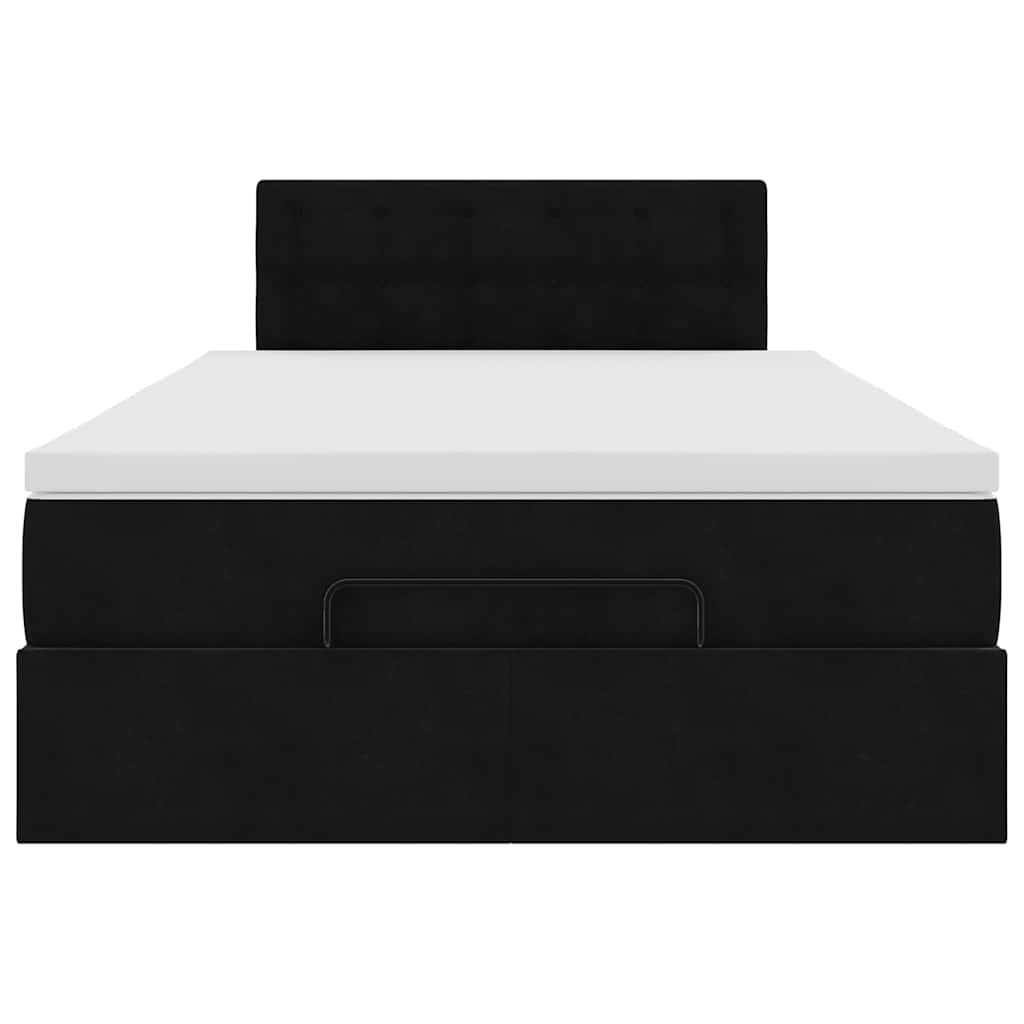 Cadre de lit ottoman avec matelas noir 120x190 cm velours