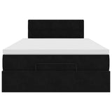 Cadre de lit ottoman avec matelas noir 120x190 cm velours