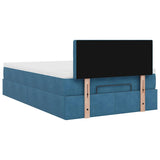 Cadre de lit ottoman avec matelas bleu foncé 120x190 cm velours