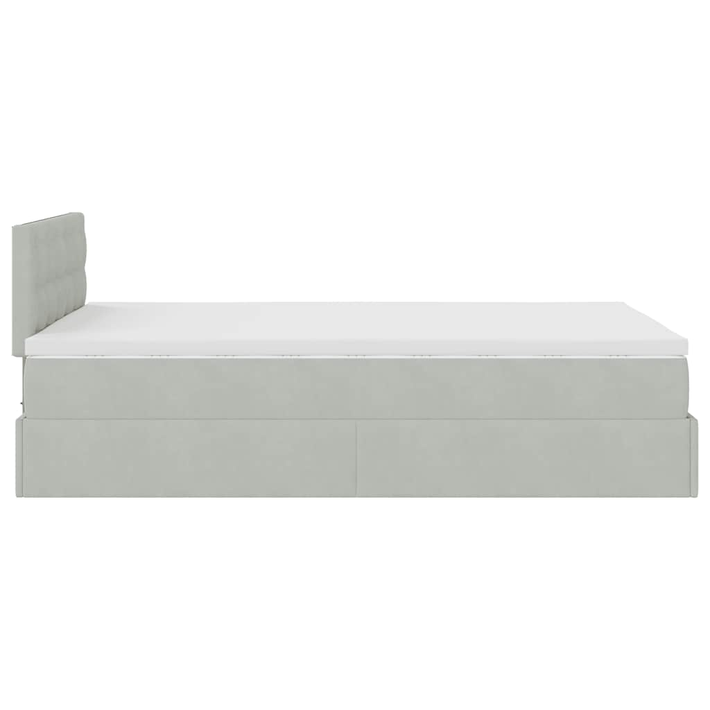 Cadre de lit ottoman et matelas gris clair 120x200 cm velours