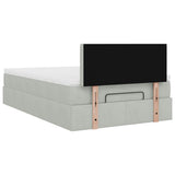 Cadre de lit ottoman et matelas gris clair 120x200 cm velours