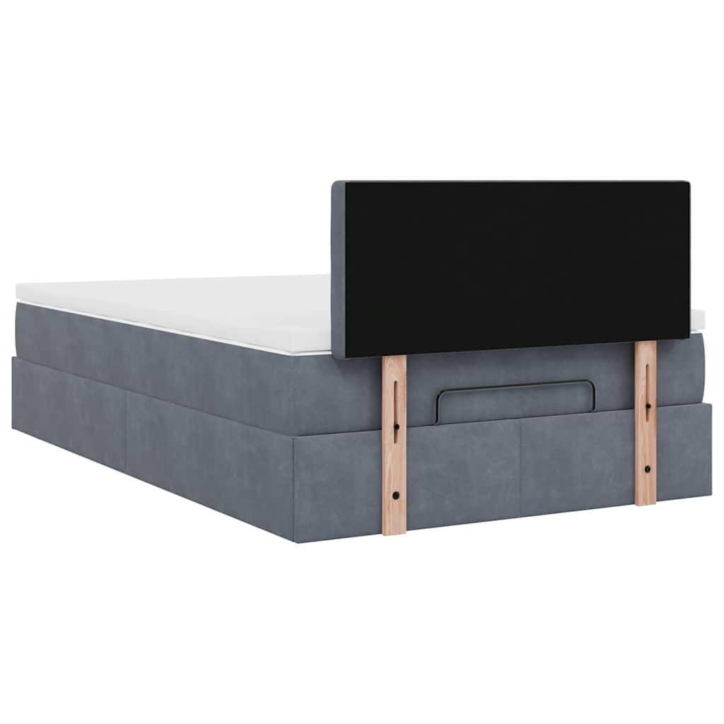 Cadre de lit ottoman et matelas gris foncé 120x200 cm velours