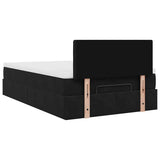 Cadre de lit ottoman avec matelas noir 120x200 cm velours