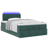 Cadre de lit ottoman avec matelas vert foncé 120x200 cm velours