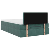 Cadre de lit ottoman avec matelas vert foncé 120x200 cm velours