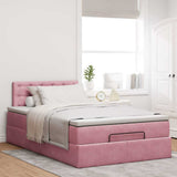 Cadre de lit ottoman avec matelas rose 120x200 cm velours