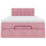 Cadre de lit ottoman avec matelas rose 120x200 cm velours