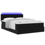 Cadre de lit ottoman avec matelas noir 140x190 cm velours