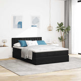 Cadre de lit ottoman avec matelas noir 140x190 cm velours