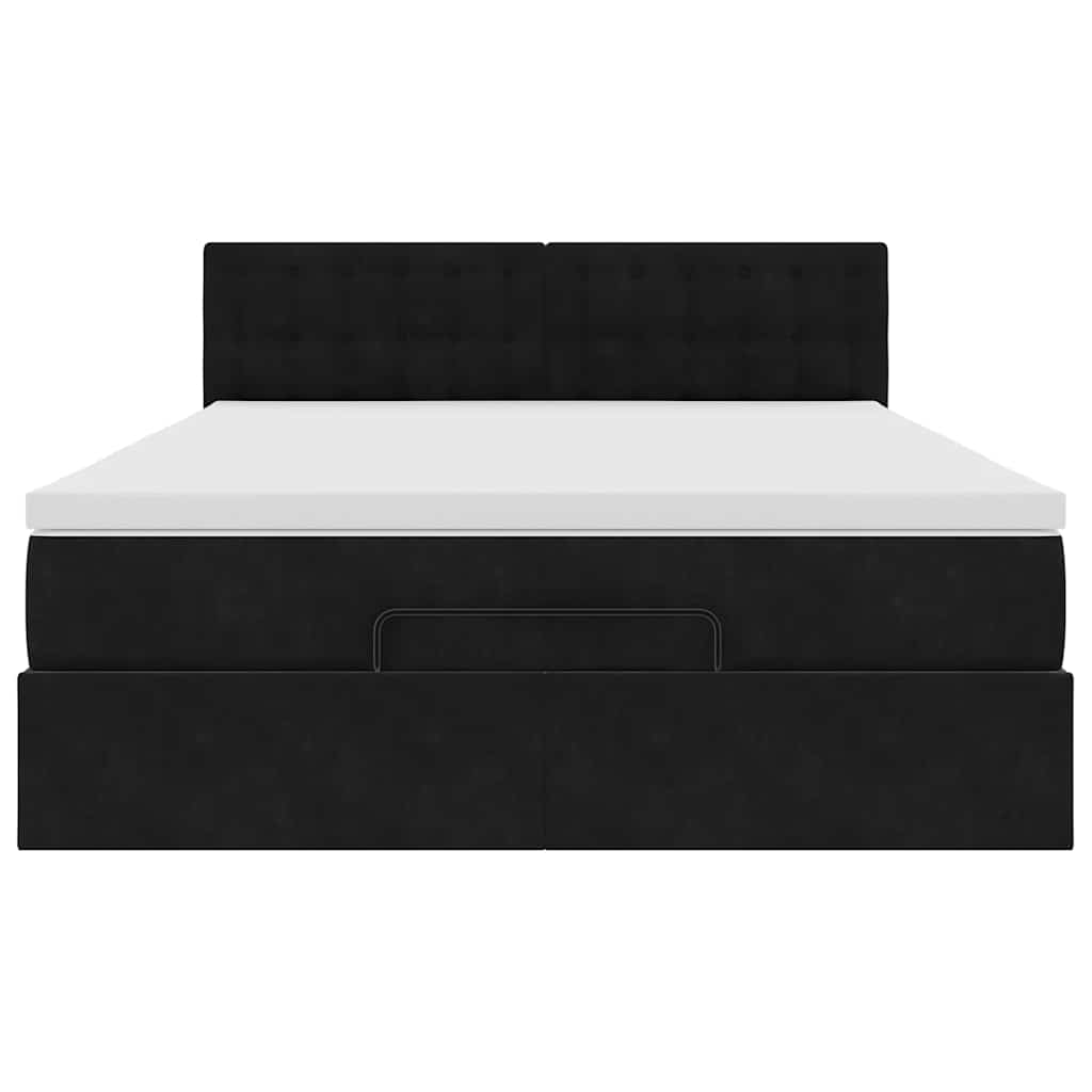 Cadre de lit ottoman avec matelas noir 140x190 cm velours