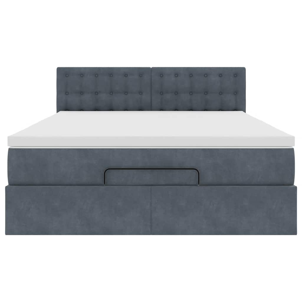 Cadre de lit ottoman avec matelas gris foncé 140x200 cm velours