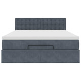 Cadre de lit ottoman avec matelas gris foncé 140x200 cm velours