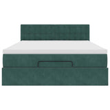 Cadre de lit ottoman avec matelas vert foncé 140x200 cm velours