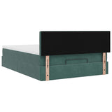 Cadre de lit ottoman avec matelas vert foncé 140x200 cm velours