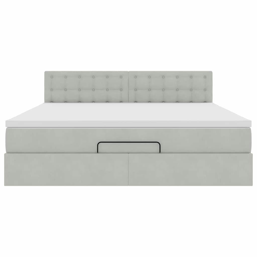 Cadre de lit ottoman avec matelas gris clair 180x200 cm velours