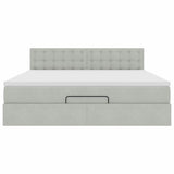 Cadre de lit ottoman avec matelas gris clair 180x200 cm velours