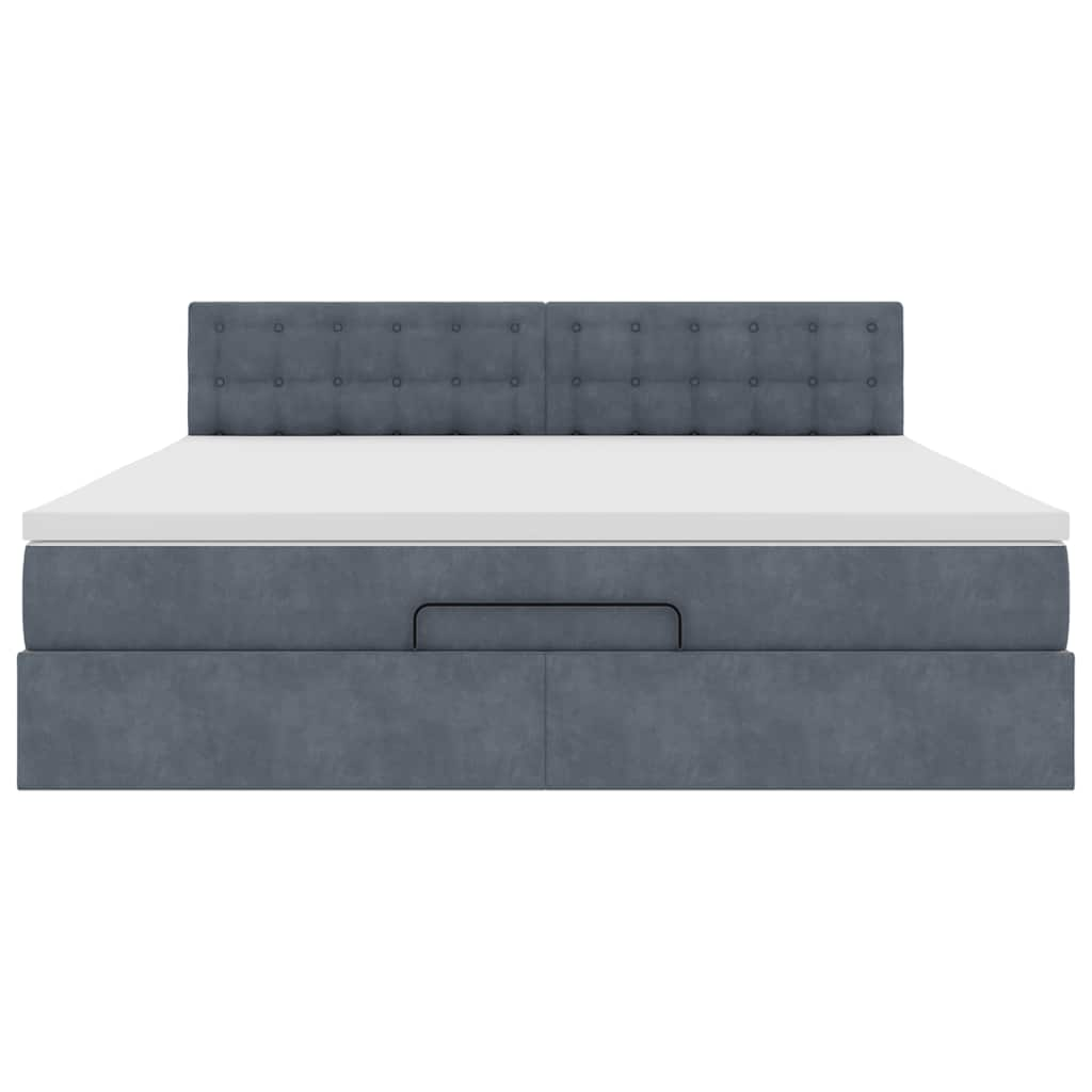 Cadre de lit ottoman avec matelas gris foncé 180x200 cm velours