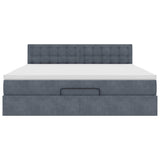 Cadre de lit ottoman avec matelas gris foncé 180x200 cm velours