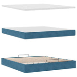 Cadre de lit ottoman avec matelas bleu foncé 180x200 cm velours