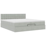 Cadre de lit ottoman avec matelas gris clair 200x200 cm velours