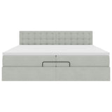 Cadre de lit ottoman avec matelas gris clair 200x200 cm velours