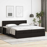 Cadre de lit ottoman avec matelas noir 160x200 cm similicuir