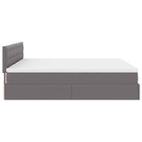 Ottoman bed frame with gray mattress 160x200 cm faux leather