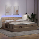 Cadre de lit ottoman et matelas cappuccino 160x200cm similicuir