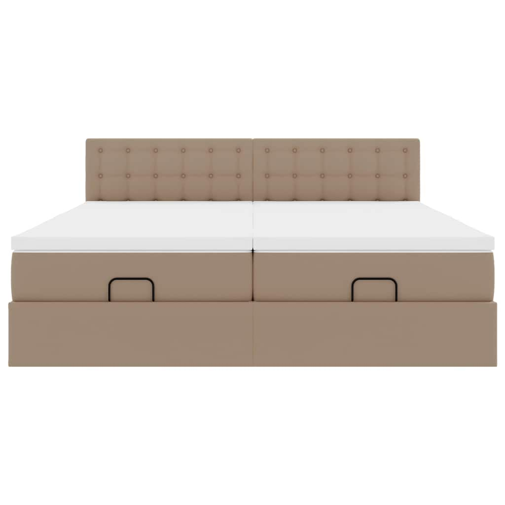 Cadre de lit ottoman et matelas cappuccino 160x200cm similicuir