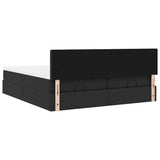 Cadre de lit ottoman avec matelas noir 180x200 cm similicuir