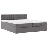 Cadre de lit ottoman avec matelas gris 180x200 cm similicuir