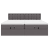 Cadre de lit ottoman avec matelas gris 180x200 cm similicuir