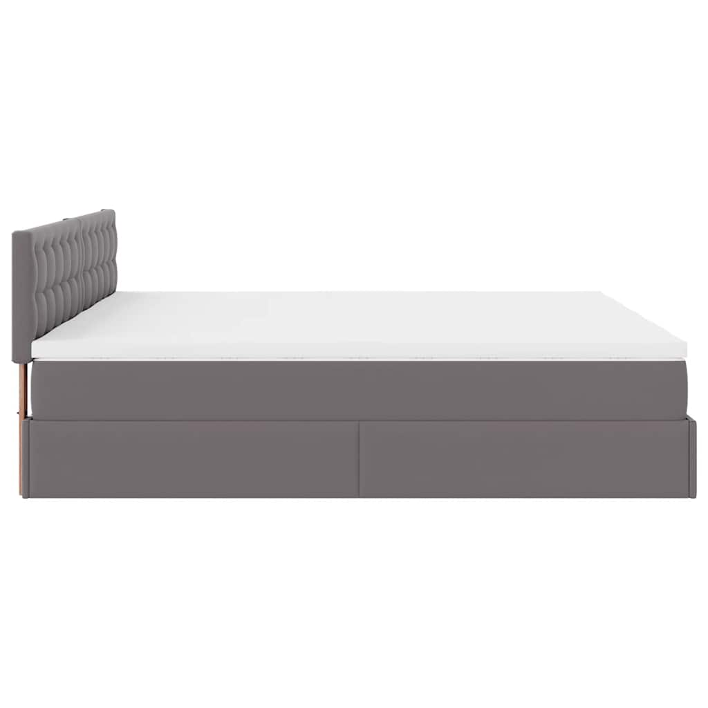 Cadre de lit ottoman avec matelas gris 180x200 cm similicuir