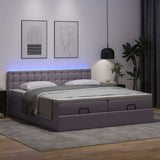 Cadre de lit ottoman avec matelas gris 180x200 cm similicuir