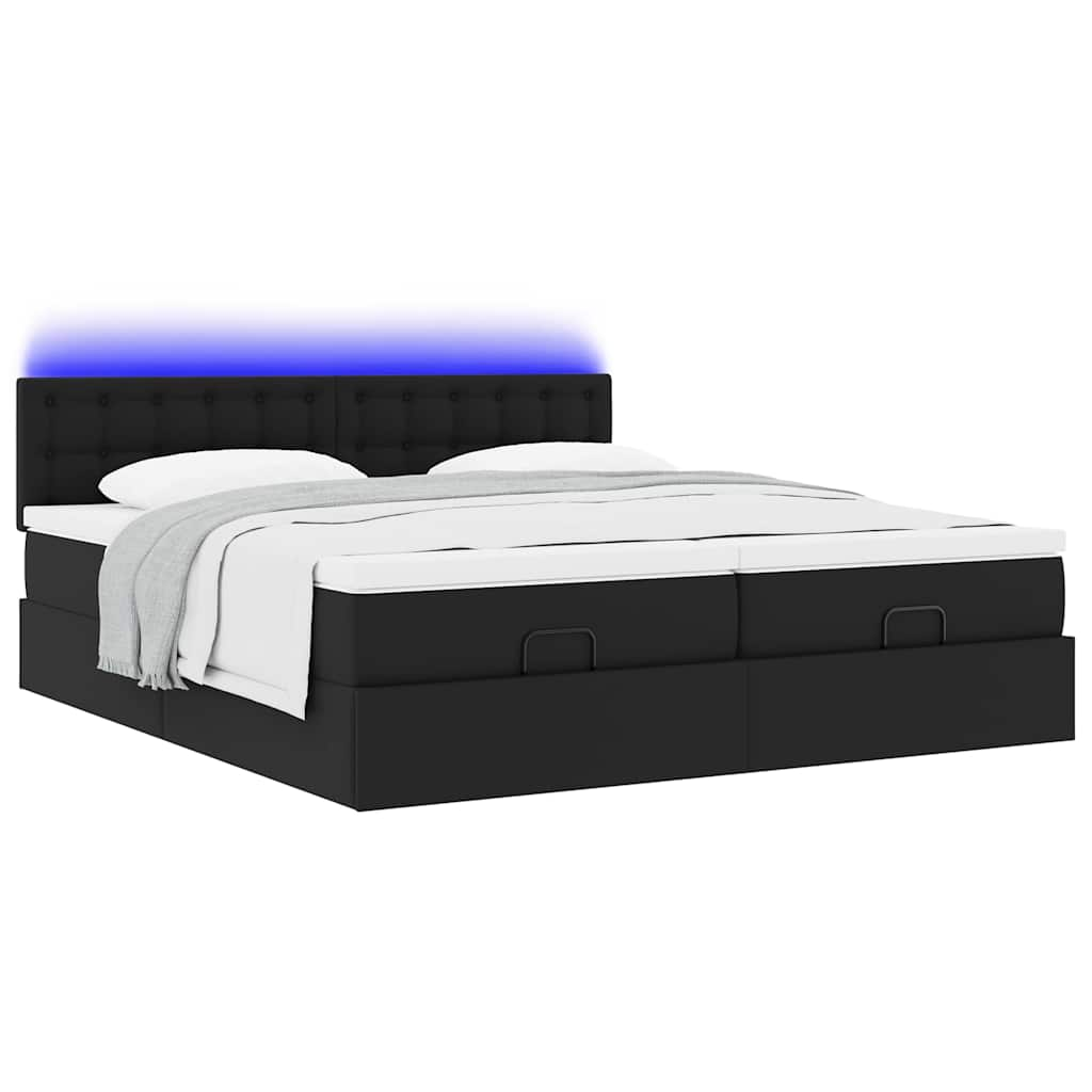 Cadre de lit ottoman avec matelas noir 200x200 cm similicuir