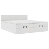 Cadre de lit ottoman avec matelas blanc 200x200 cm similicuir