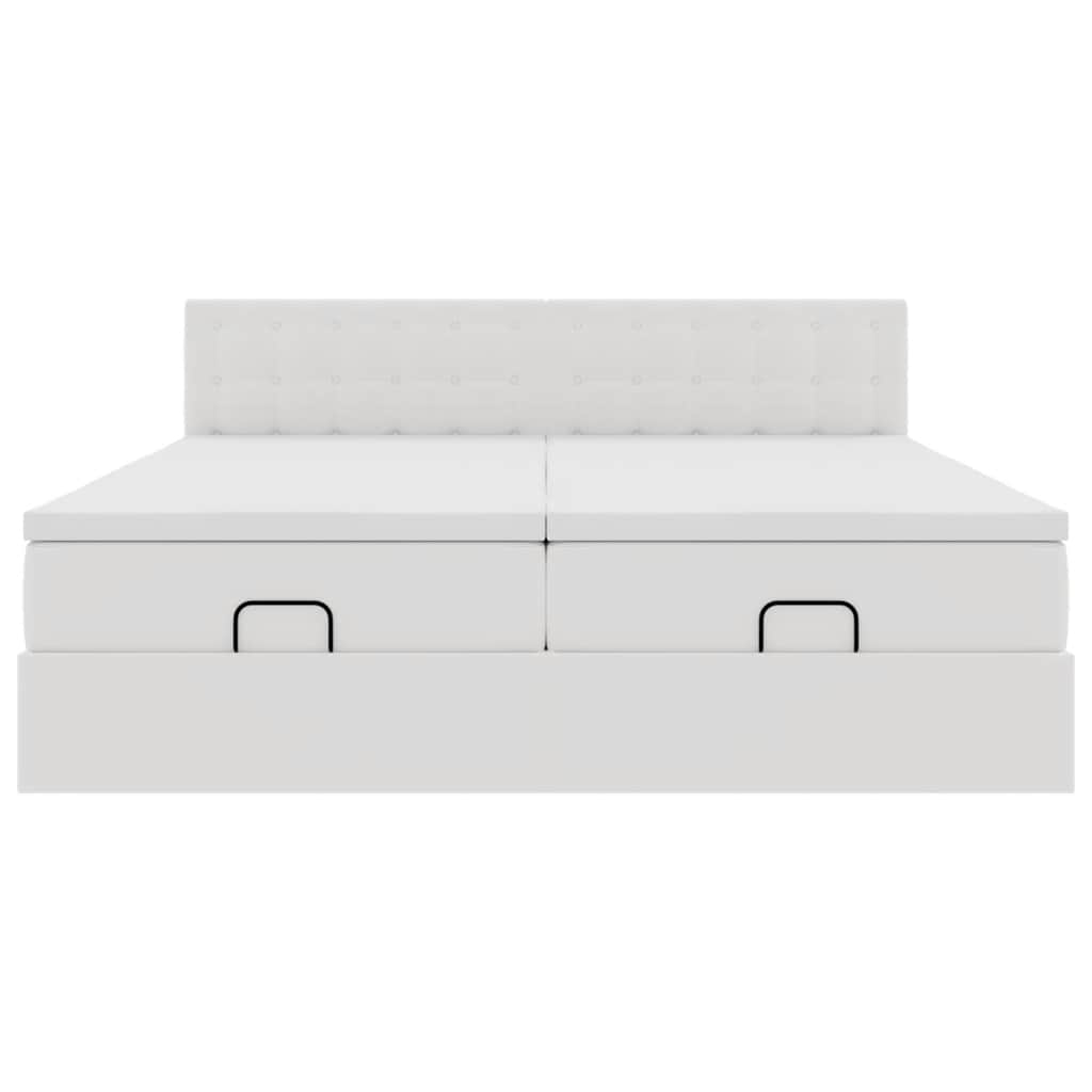 Cadre de lit ottoman avec matelas blanc 200x200 cm similicuir