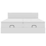 Cadre de lit ottoman avec matelas blanc 200x200 cm similicuir