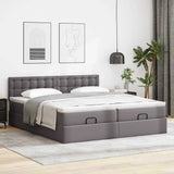 Cadre de lit ottoman avec matelas gris 200x200 cm similicuir