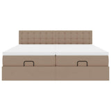 Cadre de lit ottoman et matelas cappuccino 200x200cm similicuir