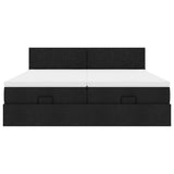 Cadre de lit ottoman avec matelas noir 160x200 cm tissu