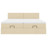 Cadre de lit ottoman avec matelas crème 180x200 cm tissu