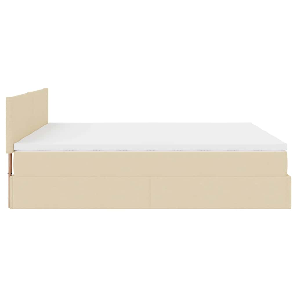 Cadre de lit ottoman avec matelas crème 180x200 cm tissu