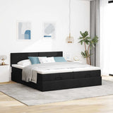 Cadre de lit ottoman avec matelas noir 200x200cm tissu