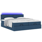 Ottoman bed frame with blue mattress 200x200cm fabric