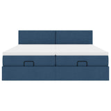 Ottoman bed frame with blue mattress 200x200cm fabric