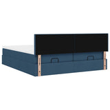 Ottoman bed frame with blue mattress 200x200cm fabric