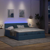 Ottoman bed frame with blue mattress 200x200cm fabric