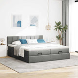 Cadre de lit ottoman avec matelas gris foncé 160x200cm tissu